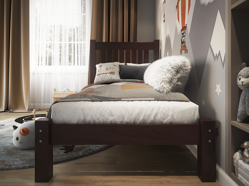 Dark Walnut Kids Twin Bed