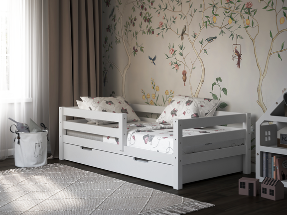 White Montessori with Trundle Bed