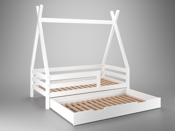 White Kids Twin Bed Montessori 