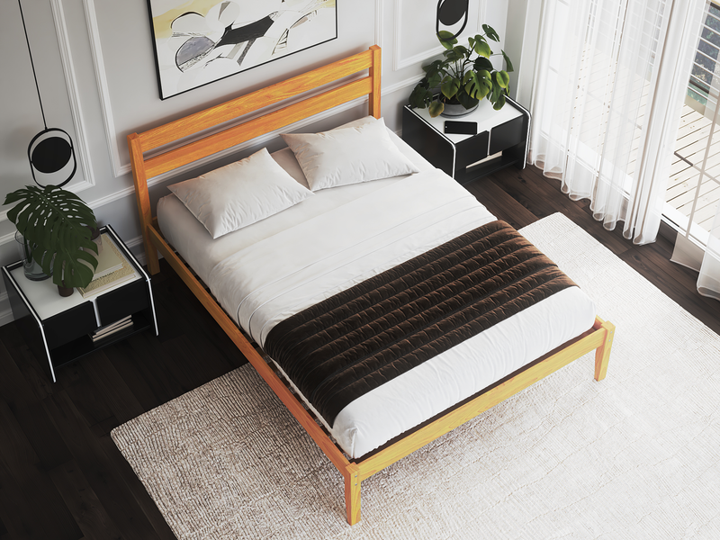 Golden Walnut Queen Bed