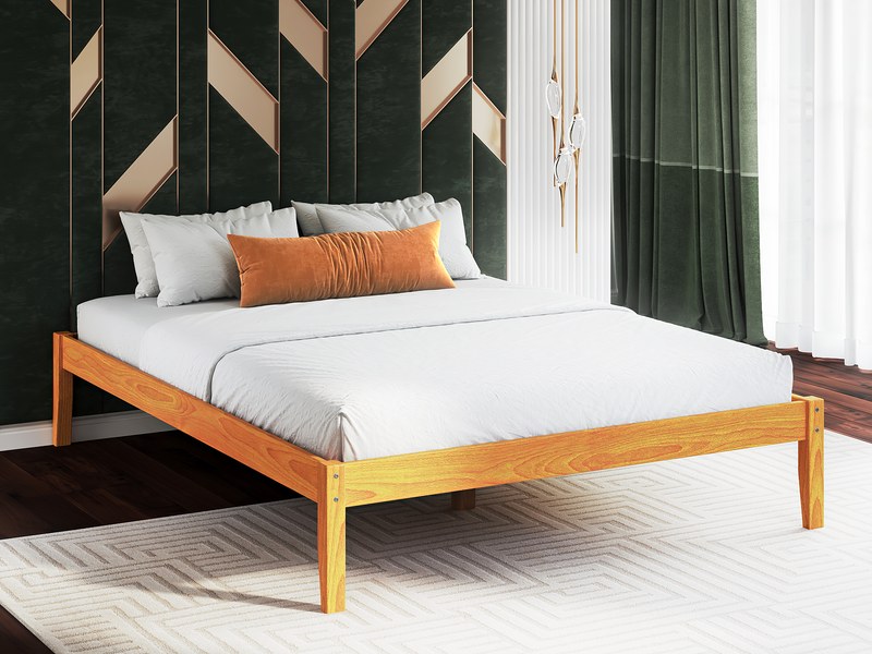 Golden Walnut Queen Bed Frame