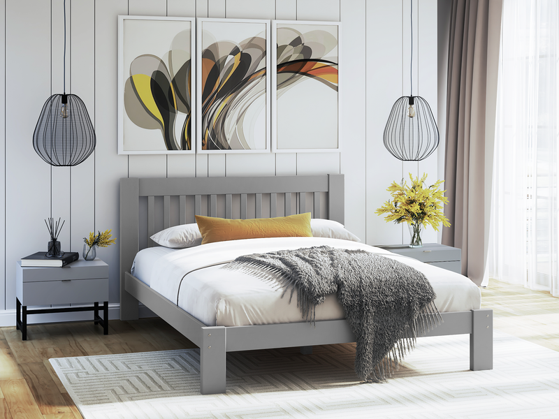 Modern Gray Queen Bed