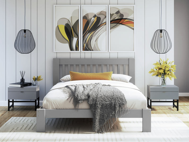 Modern Gray Queen Bed