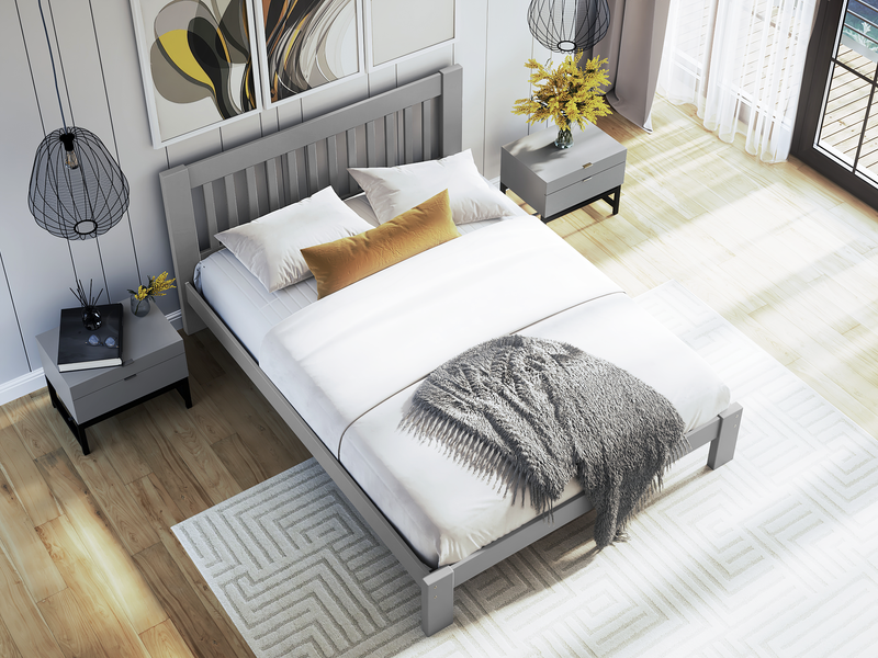 Modern Gray Queen Bed