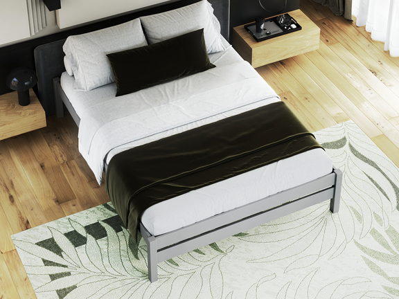 Gray Platform Bed 